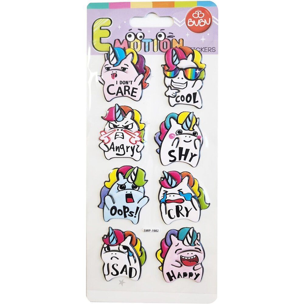 Bu-Bu Emotıons Puffy Stıck Unıcorn & Message 9x21 BUBU-SWP-1902