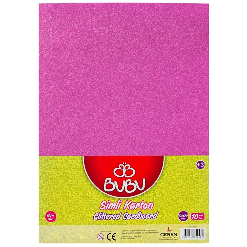 Bu-Bu Fon Kartonu Simli 50x70 Pembe 10 LU BUBU-FK0011