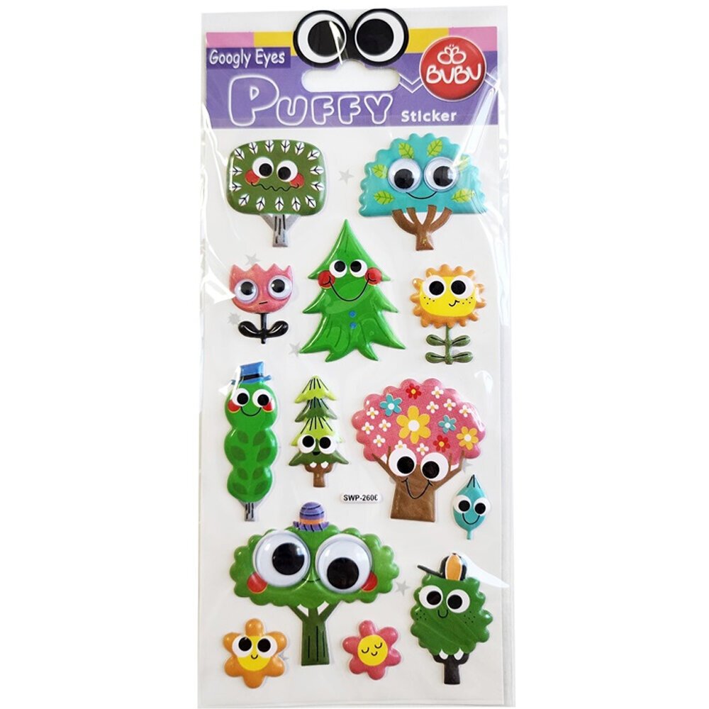 Bu-Bu Googly Eyes Puffy Sticker Ağaçlar 9x21 BUBU-SWP-2606