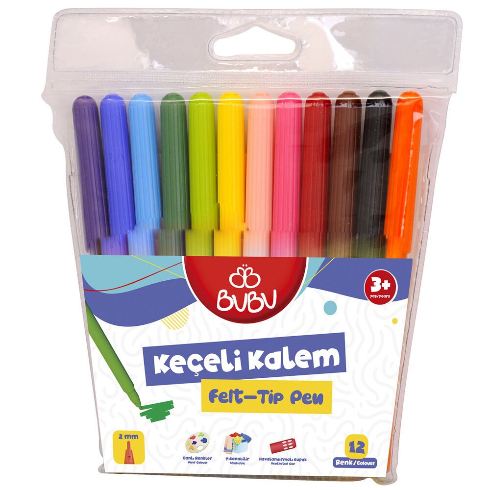 Bu-Bu Keçeli Kalem 12 Renk Pvc BUBU-KEC001