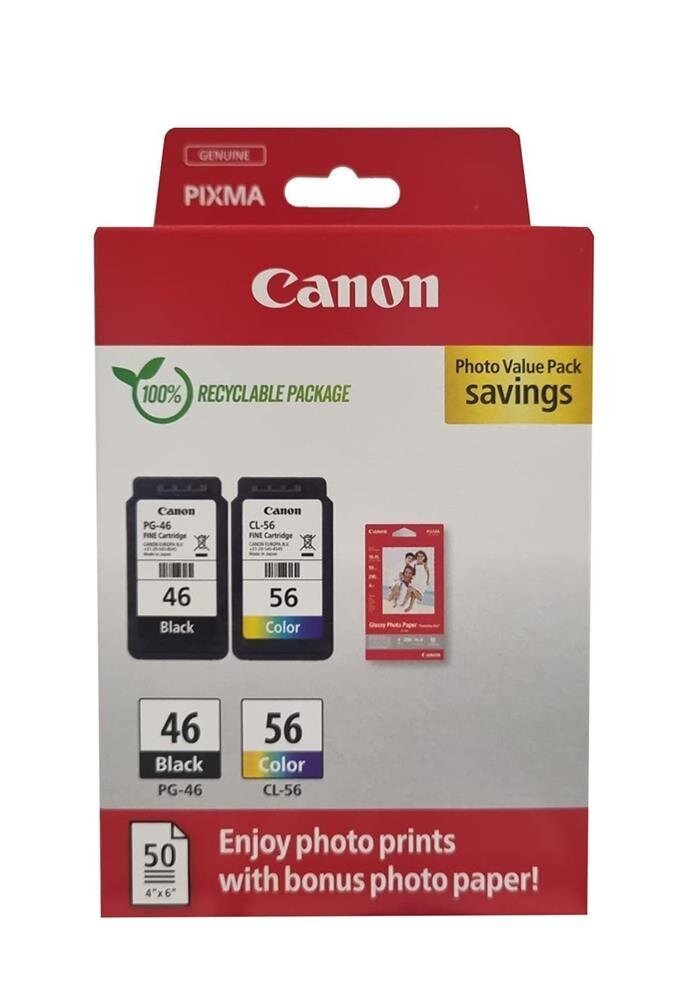 Canon PG-46 CL-56 Multipack 2li Mürekkep Kartuş 50 adet 10x15 Fotoğraf Kağıdı Hediyeli