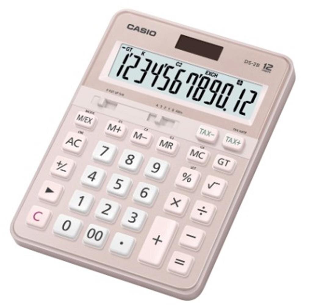 Casio DS-2B-PK Pembe Profesyonel 12 Hane Masa Üstü Hesap Makinesi
