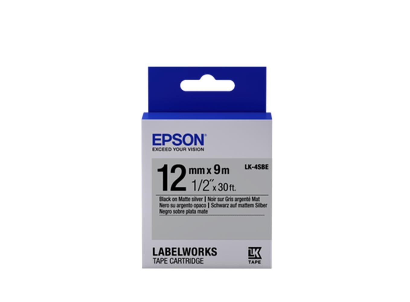 Epson LK-4SBE Gümüş Üzeri Siyah 12mm 9Metre Etiket