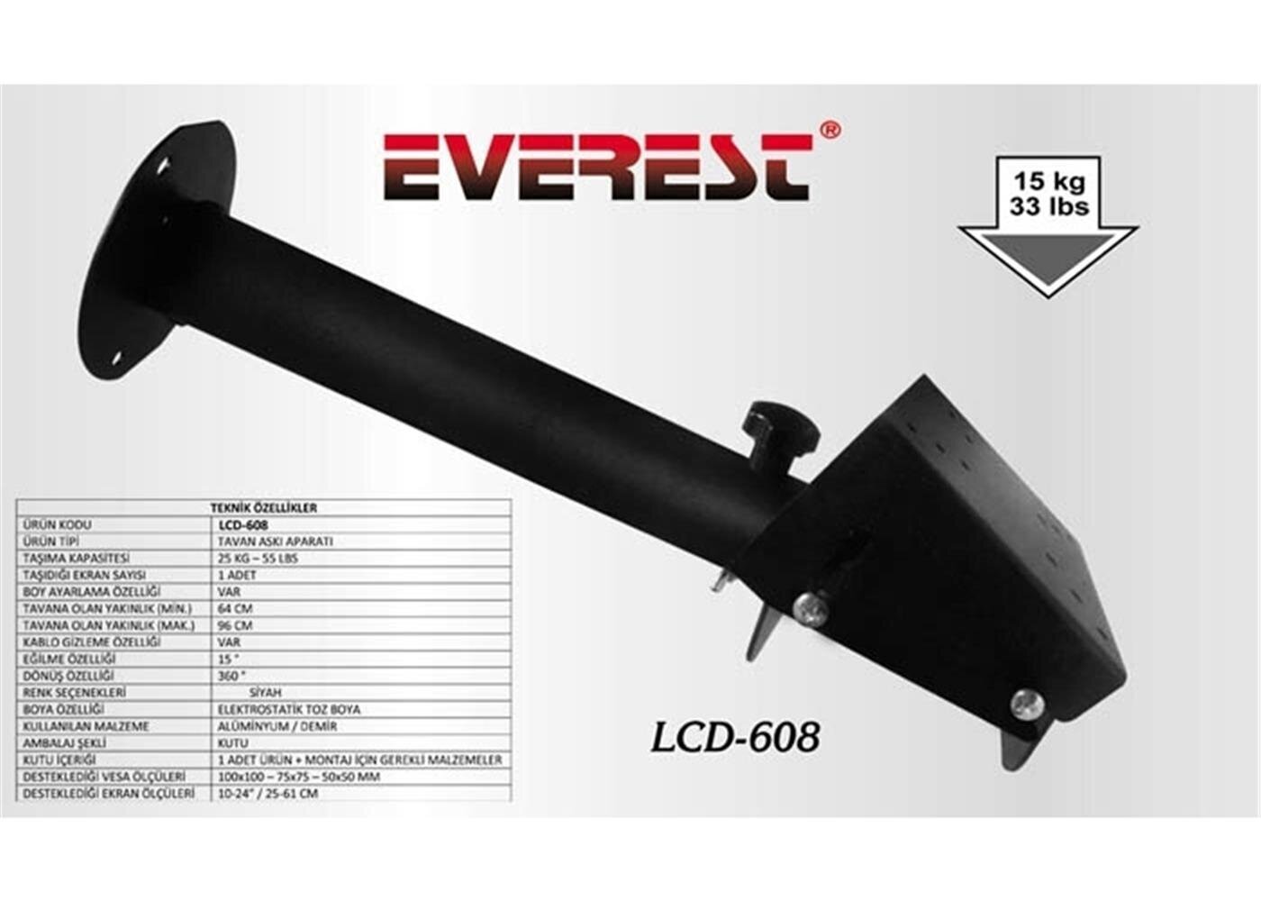Everest LCD-608 50-50 10-24 Tv Tavan Askı Aparatı