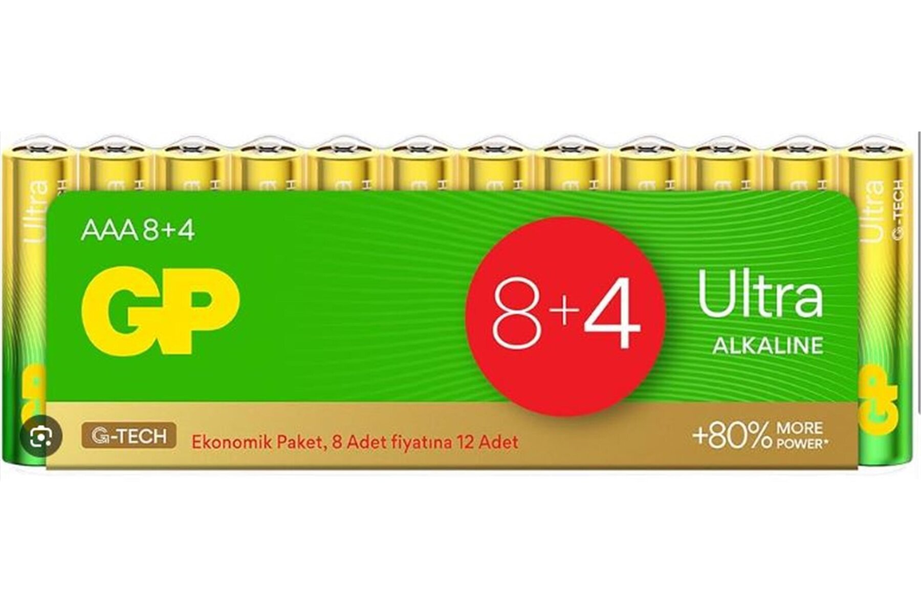 GP G-Tech LR03 AAA Boy Ultra Alkalin İnce Kalem Pil 12li Paket GP24AU-VS12