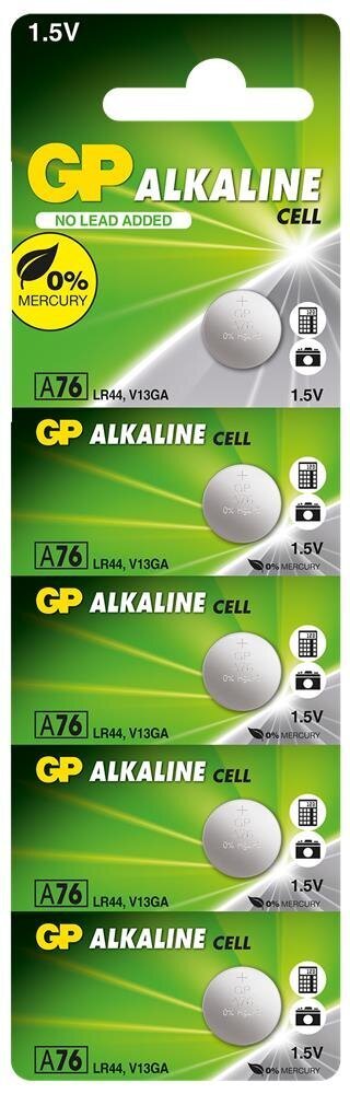GP GPA76-C5 LR44 AG13 Alkalin Düğme Pil 5li Paket 