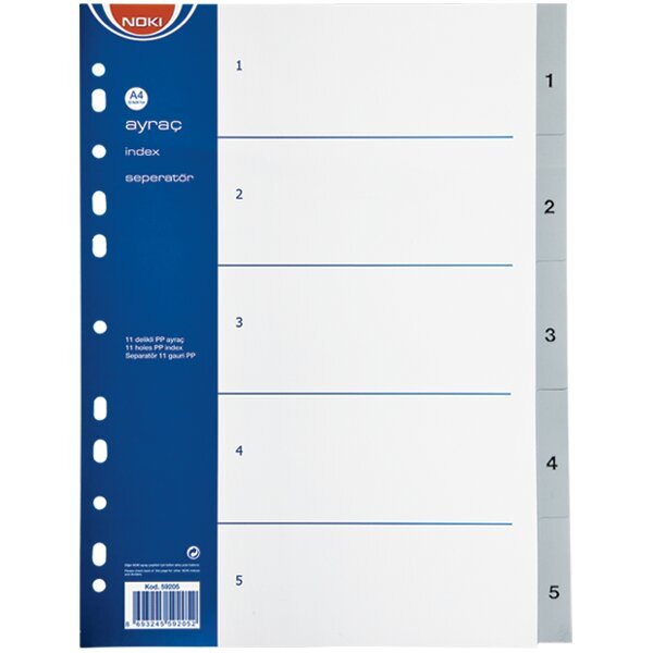 Noki Seperatör 1-5 Rakamlı Plastik A4 59205