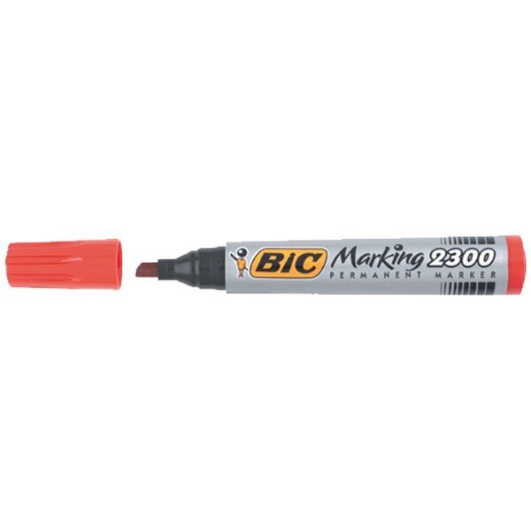 Bic Markör Permanent Kesik Uçlu Kırmızı 2300 03