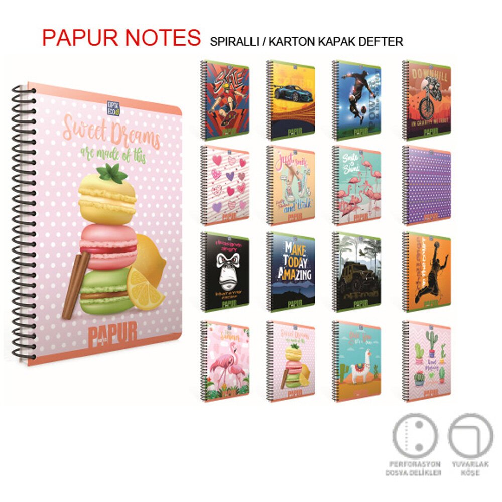 Gıpta Papur Notes Spiralli Karton Kapak Defter A4 120 YP Çizgili 4966