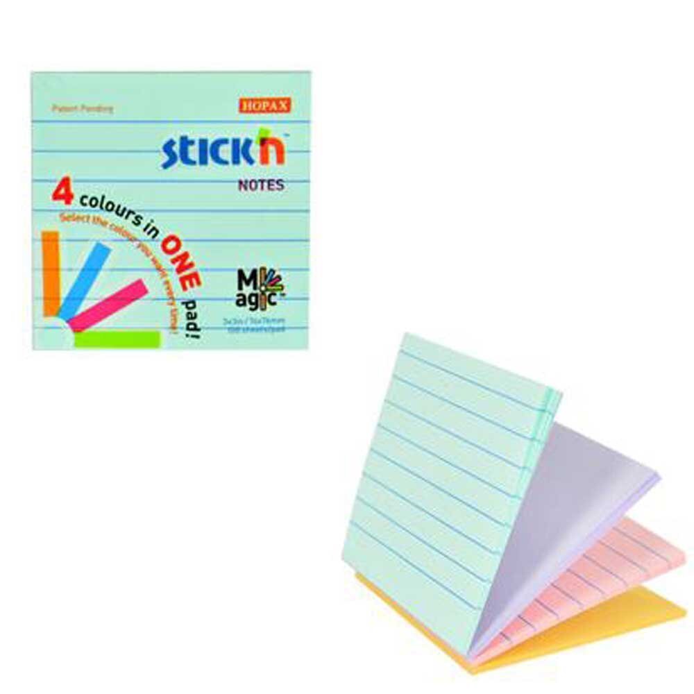 Hopax Stickn 76x76 Magıc Çiz. 4 Pastel Renk 100 YP