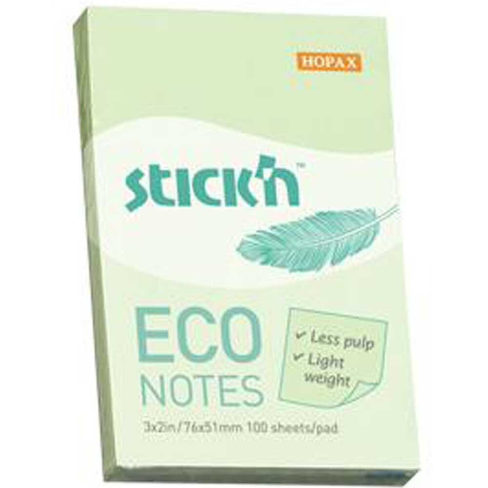 Hopax Stıckn Yapışkanlı Not Kağıdı 100 YP 76x51 Eco Patel Yeşil HE21744