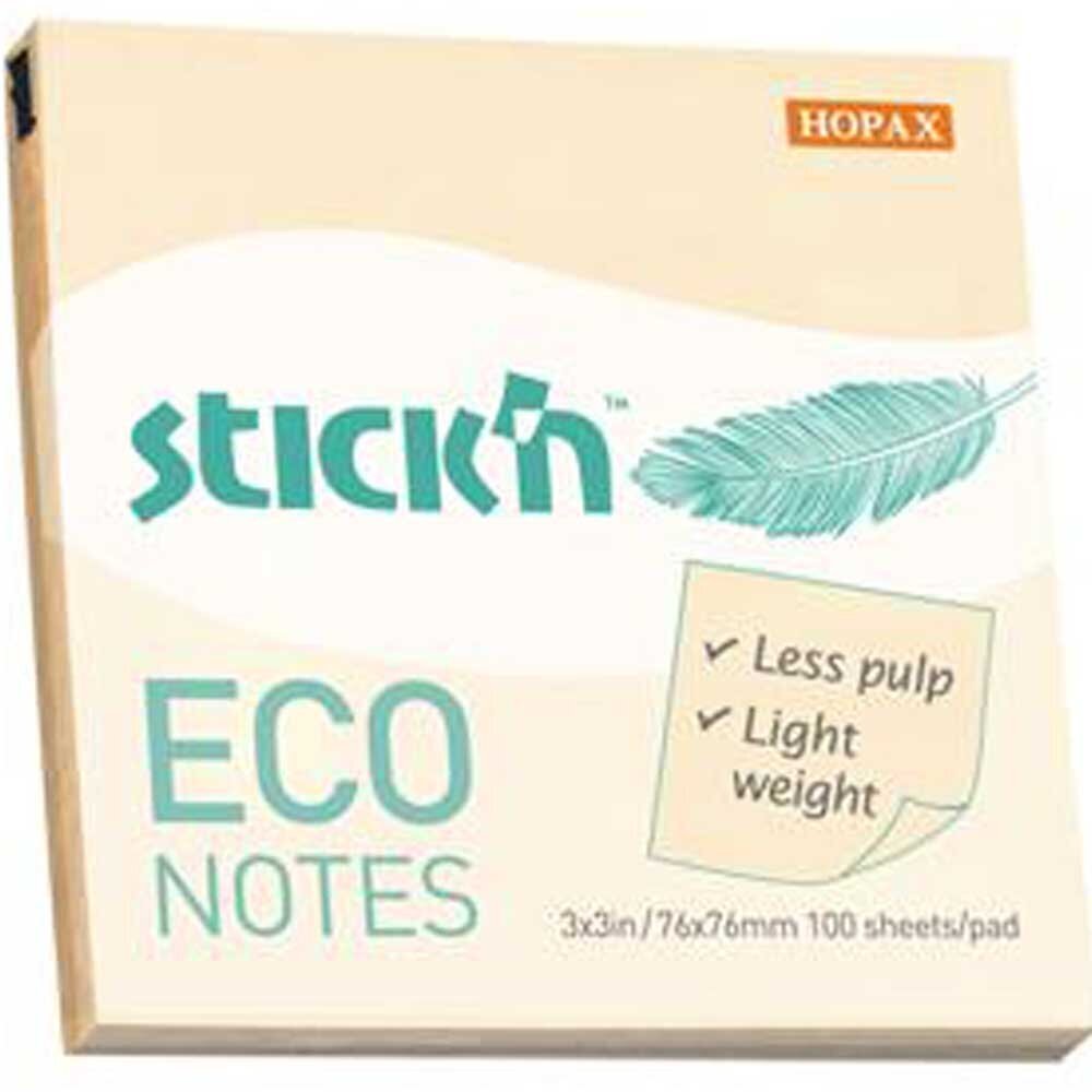 Hopax Stıckn Yapışkanlı Not Kağıdı 100 YP 76x76 Eco Pastel Sarı HE21745