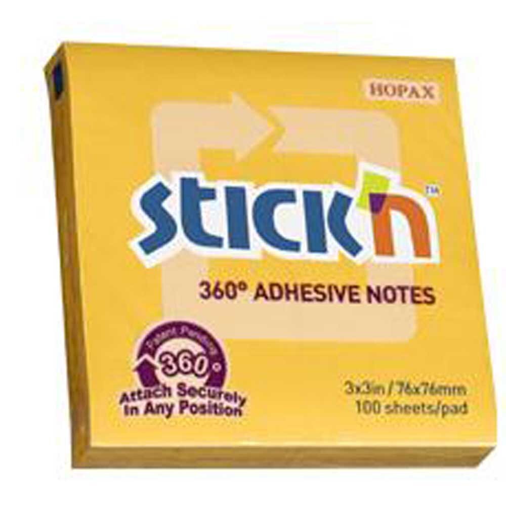 Hopax Stıckn Yapışkanlı Not Kağıdı 360° 100 YP 76x76 Altın HE21551