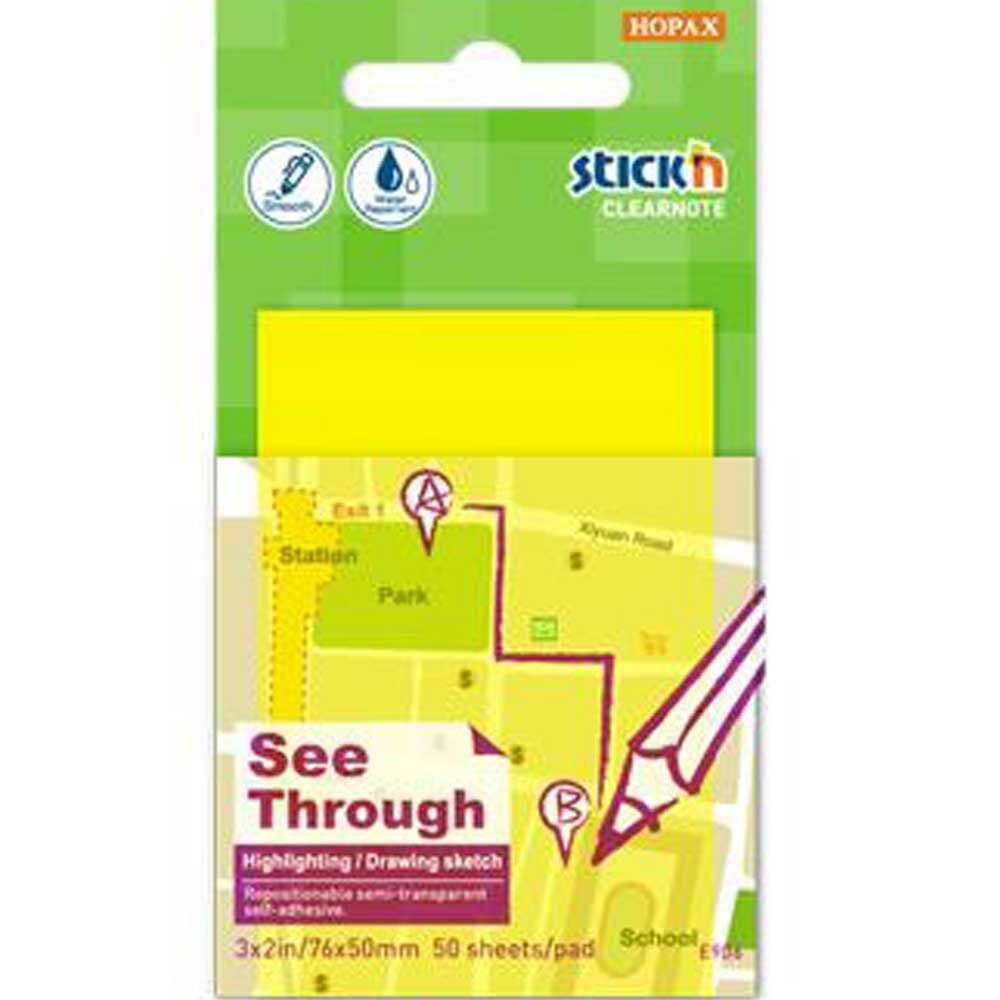 Hopax Stıckn Yapışkanlı Not Kağıdı Yarı Saydam 50 YP 76x51 Neon Sarı 21705