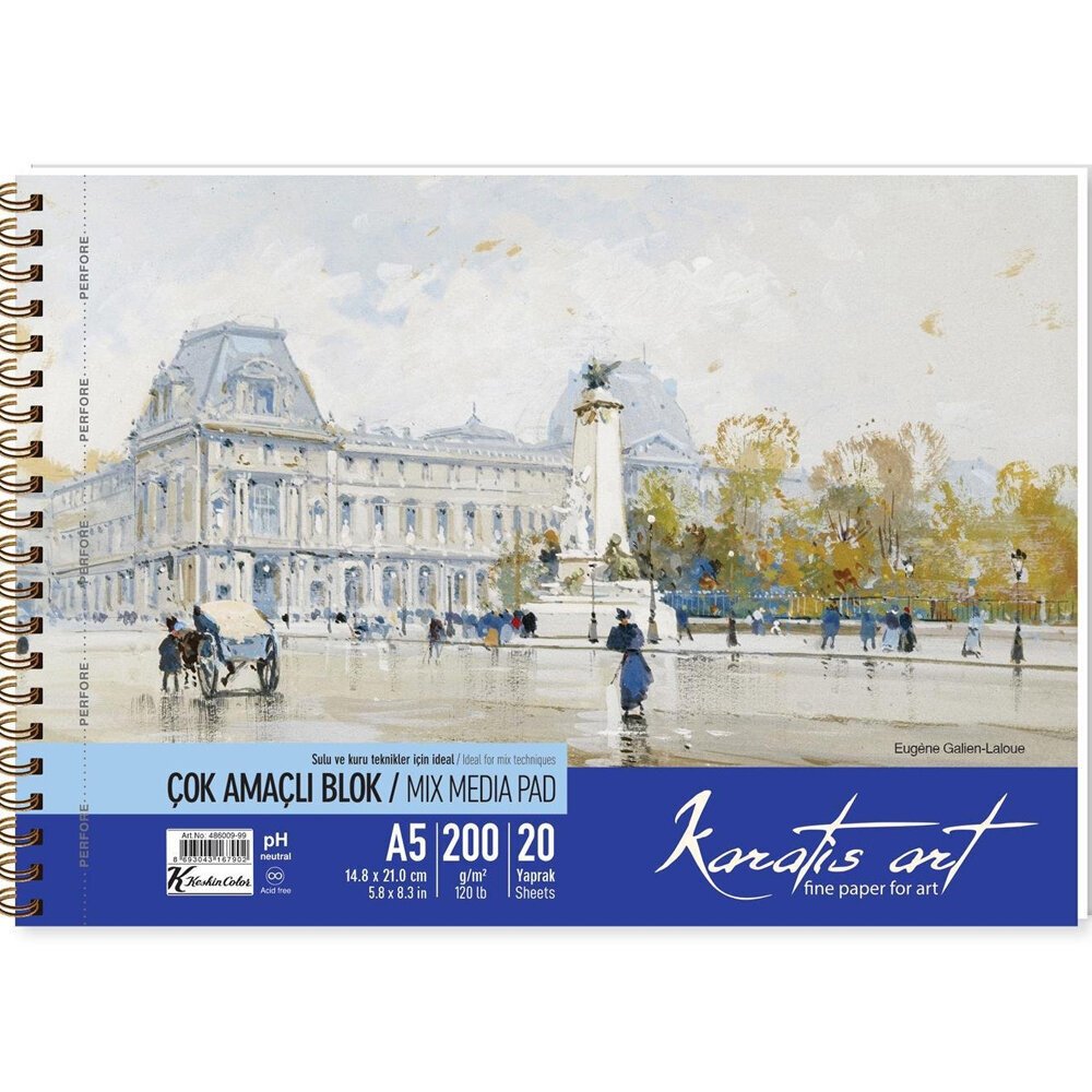 Karatis Resim Blok Spiralli Art 200 GR A5 20 YP 486009-99