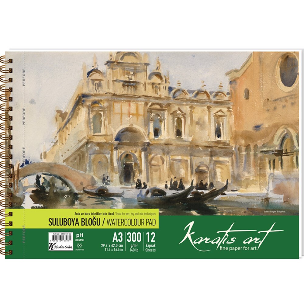 Karatis Suluboya Blok Spiralli Art 300 GR A3 12 YP 488011-99