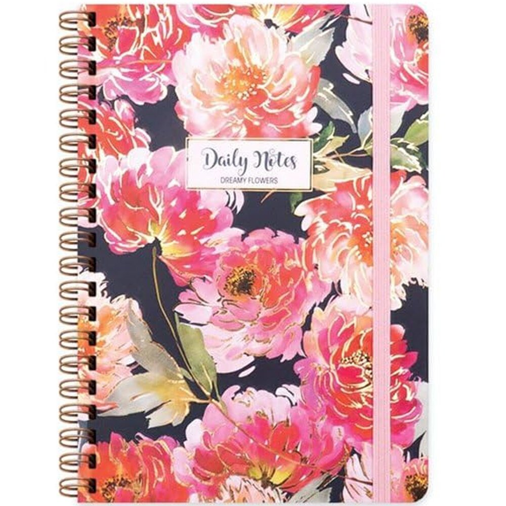 Keskin Color Sert Kapak Spiralli Flowers Lucy A5 80 YP Çiz.