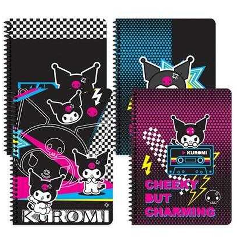 Kuromi Defter Spiralli Karton Kapak 16,5x22,5 80 YP Çizgili 380631-12