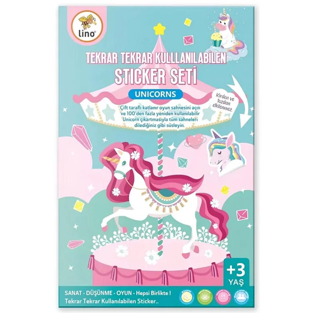 Lino Tekrar Tekrar Kullanılabilen Sticker Seti Unıcorns LS-402