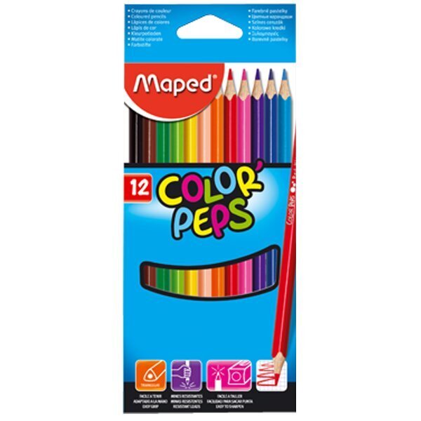 Maped Kuru Boya Karton Kutu Tam Boy Üçgen 12 Renk 183212