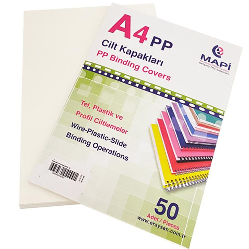 Mapi Cilt Kapağı Plastik Opak A4 450 MIC Şeffaf Buzlu 204 25 50