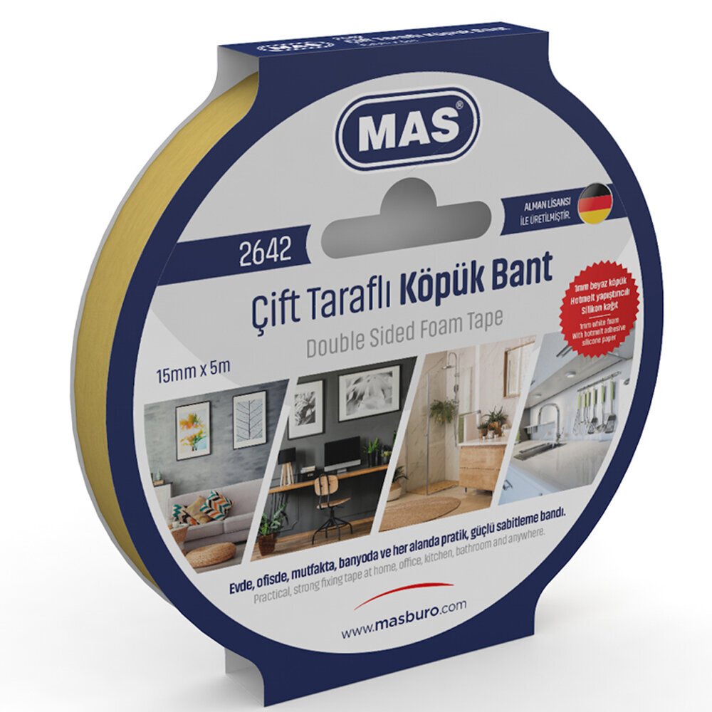 Mas Çift Taraflı Köpük Bant 15 MM x 5 M 2642