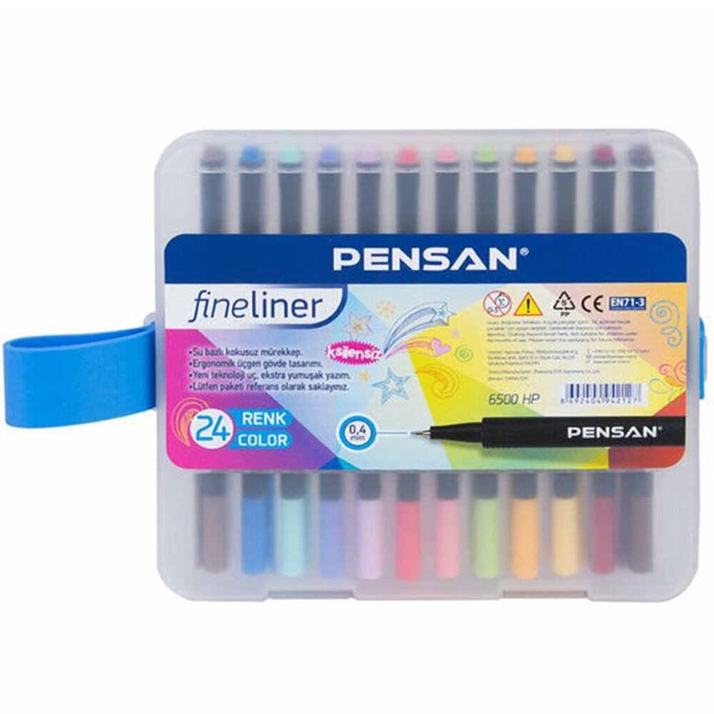 Pensan Fineliner Keçe Uç Kalem 24 Lü Pvc Kutu 6500 HP