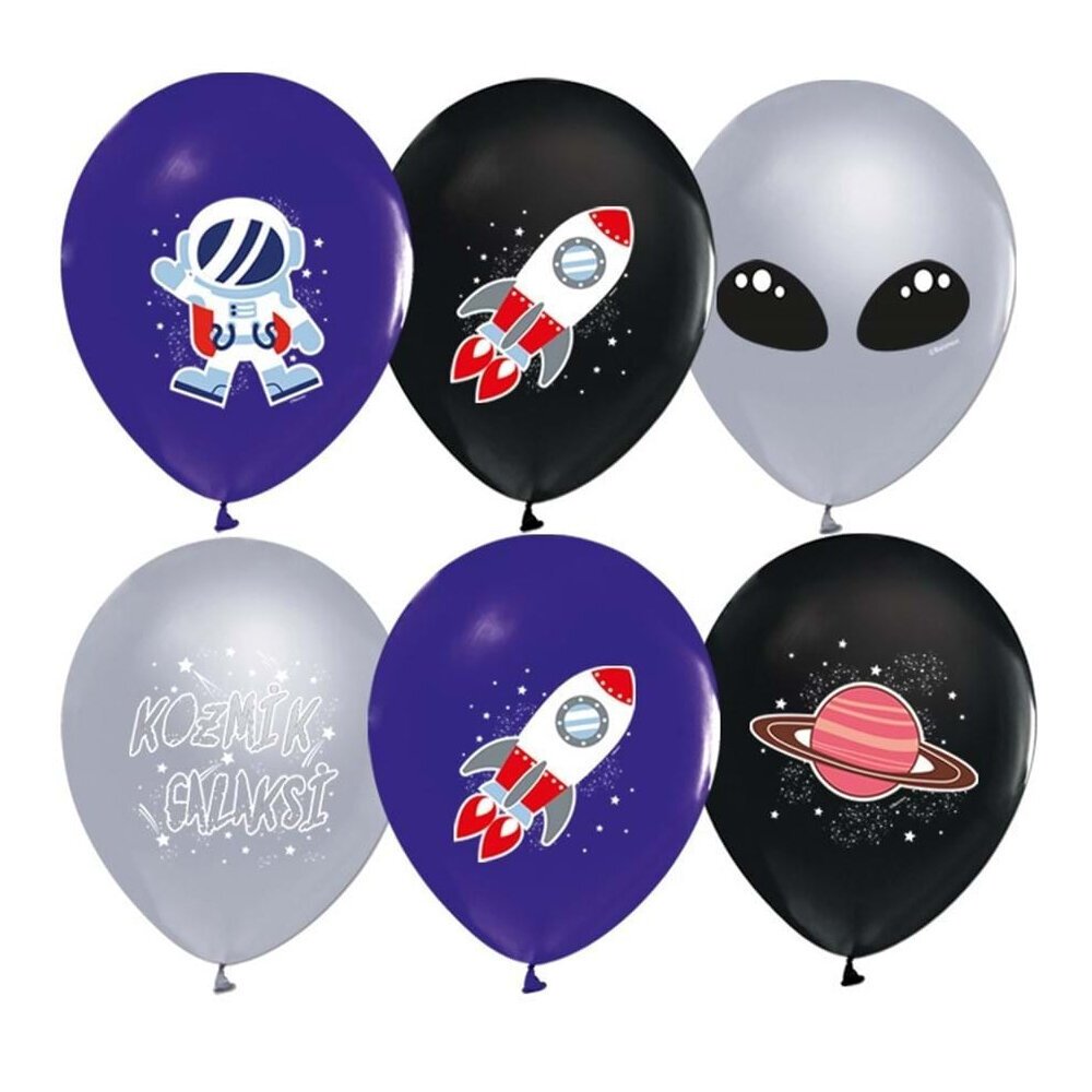 Balonevi Balon 4+1 Kozmik Galaksi Baskılı 12 8 Li
