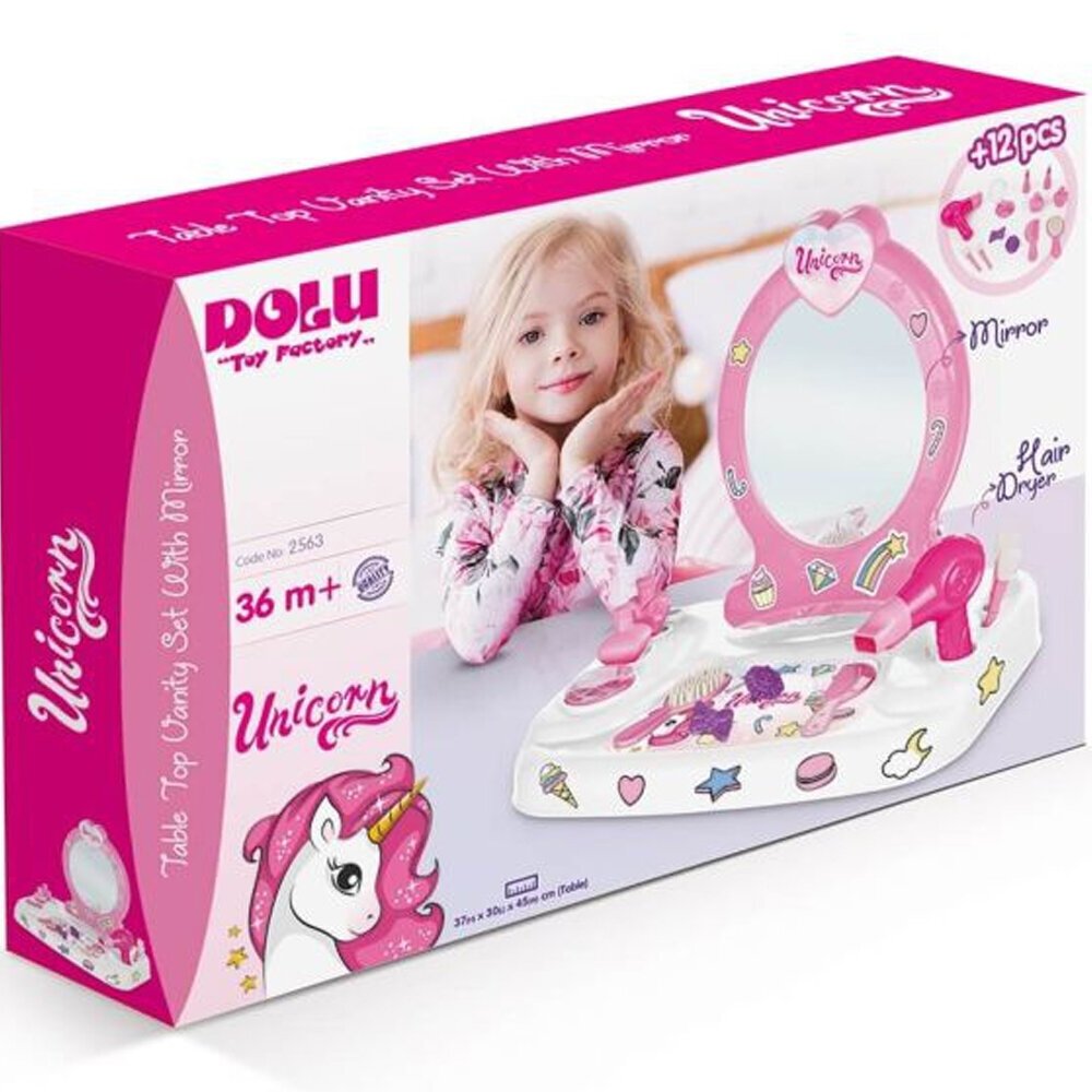 Dolu Oyuncak Unıcorn Masaüstü Aynalı Güzellik Seti