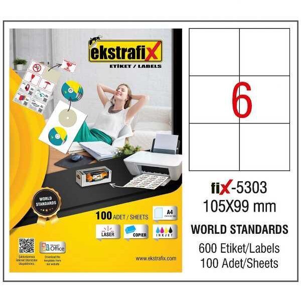 Ekstrafix Laser Etiket 105x99 Laser-Copy-Inkjet FİX-5303