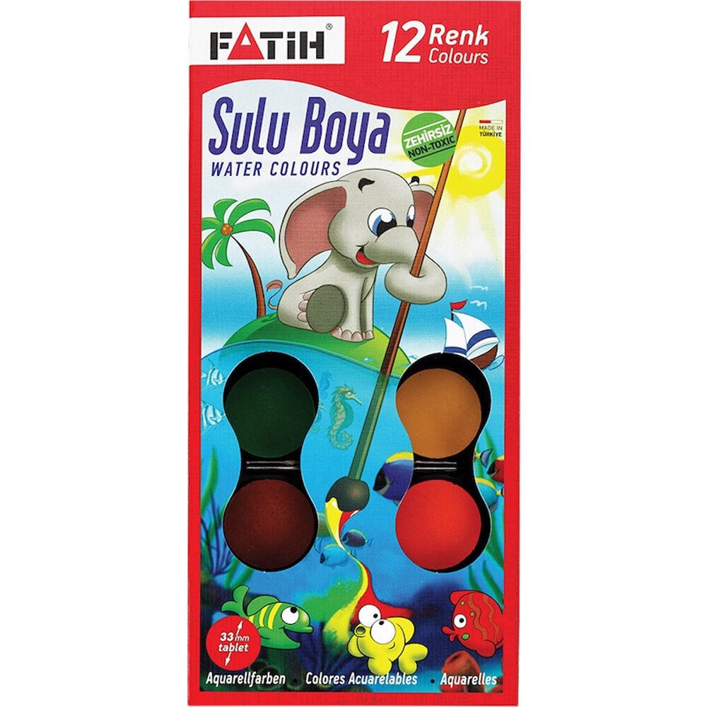Fatih Sulu Boya Büyük Boy 12 Renk 33 ML K-12