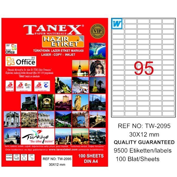 Tanex Laser Etiket 100 YP 30x12 Laser-Copy-Inkjet TW-2095