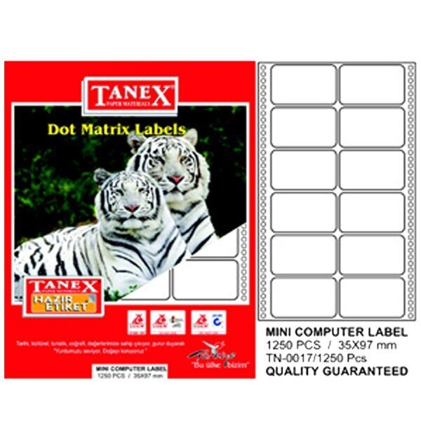 Tanex Sürekli Form Etiket 1250 Lİ 35x97 TN 0017