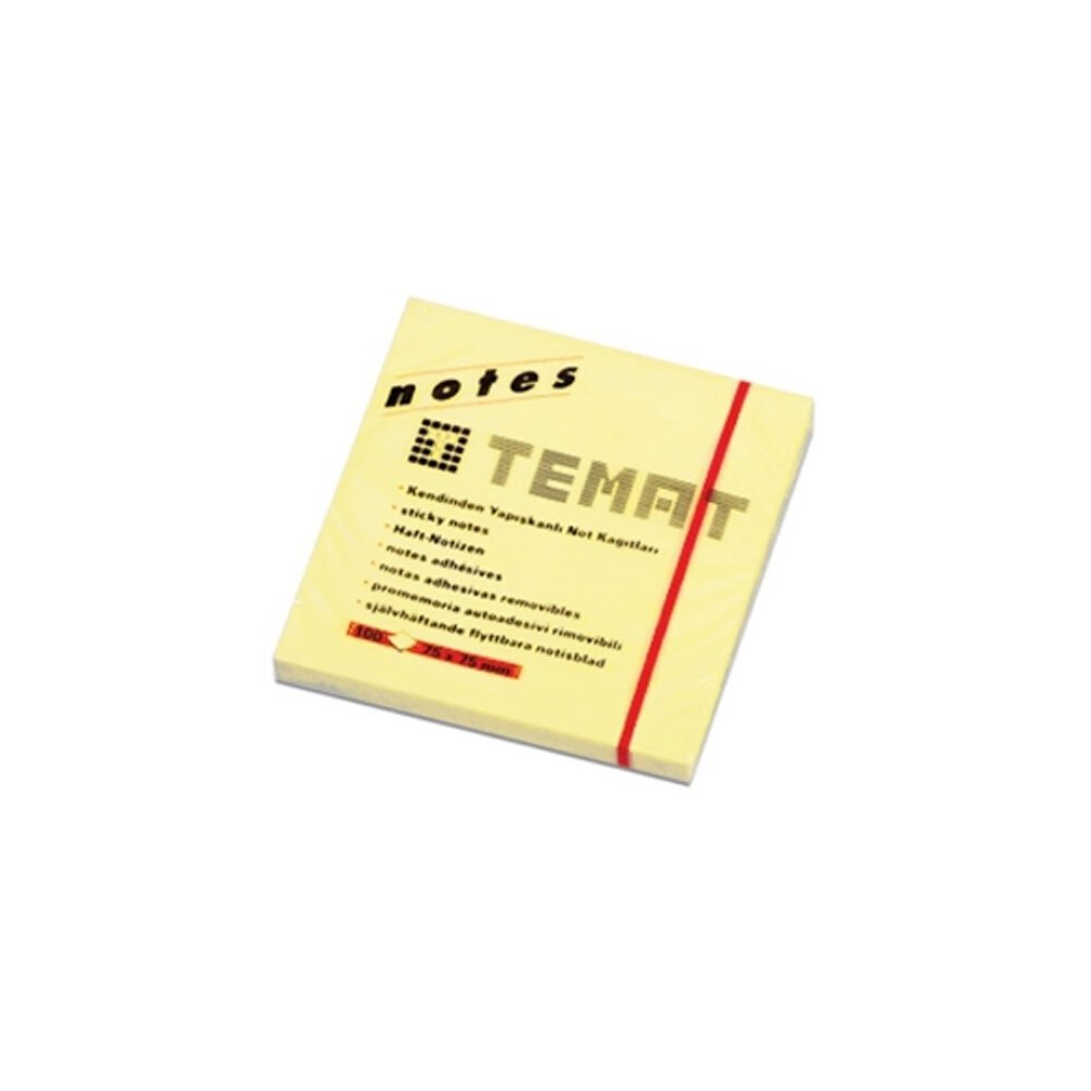 Temat Yapışkanlı Not Kağıdı 75x75 MM Pastel Sarı 10483
