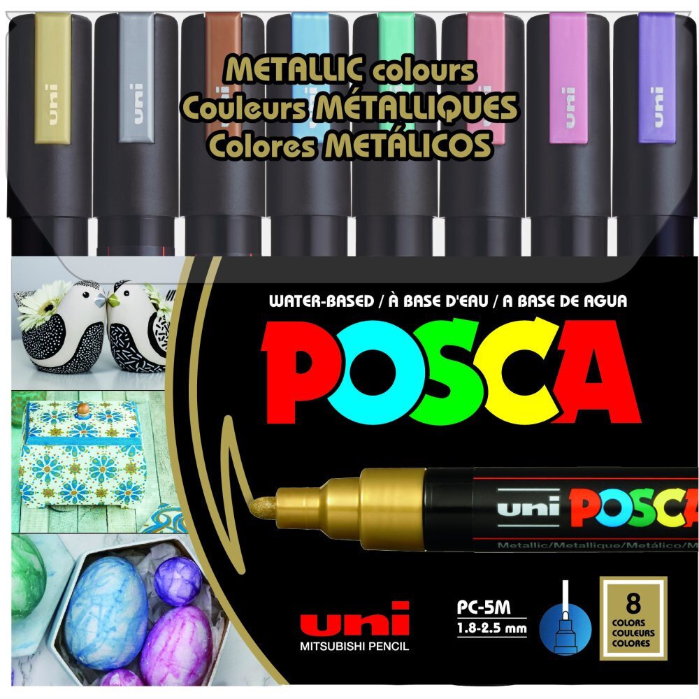 Uni-Ball Posca 1.8-2.5 Su Bazlı Poster Markörü Metalik 8 Li PC-5M/8C