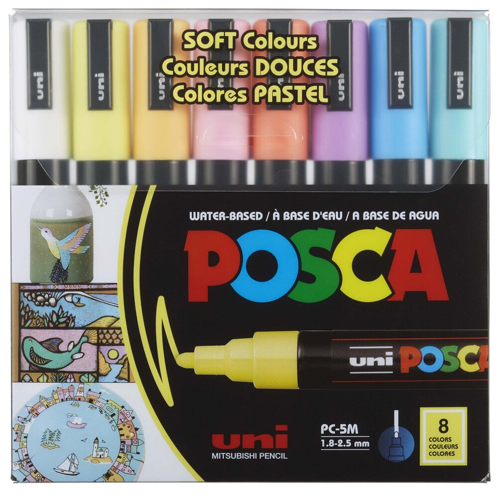Uni-Ball Posca 1.8-2.5 Su Bazlı Poster Markörü Sotf Renk 8 Li PC-5M/8C