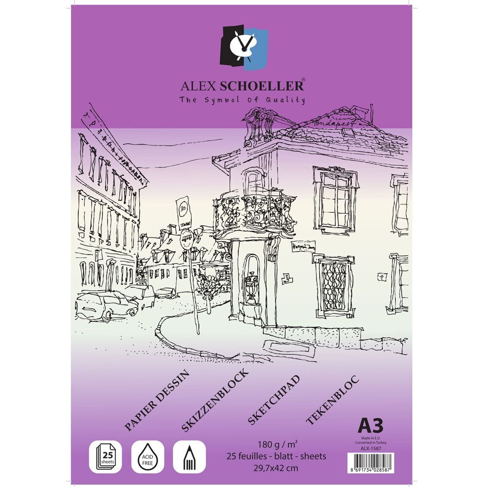 Alex Schoeller Eskiz Blok Yapışkanlı A3 180 Gr 25 Li Alx-1587