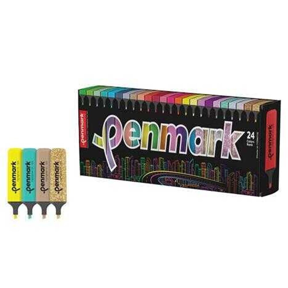 Penmark Fosforlu Kalem 24 lü Süperkutu 6neon+6pastel+6tropik+6sim