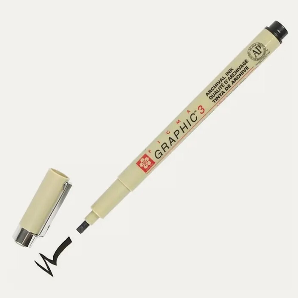 Sakura Pıgma Çizim Kalemi Graphıc 2 Düz Kesik 0.30 MM Siyah xSDK02