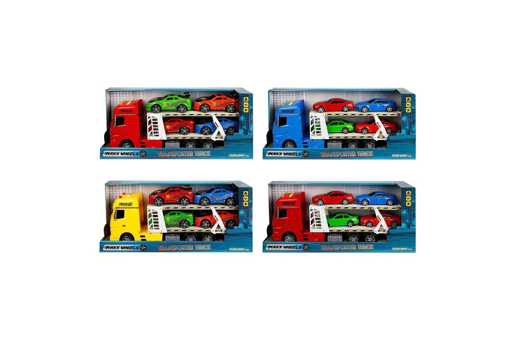 Sunman Oyuncak Maxx Wheels Sesli Ve Işıklı Transporter 2 Katlı 4 Araçlı 44 Cm. 1:24  S02002326