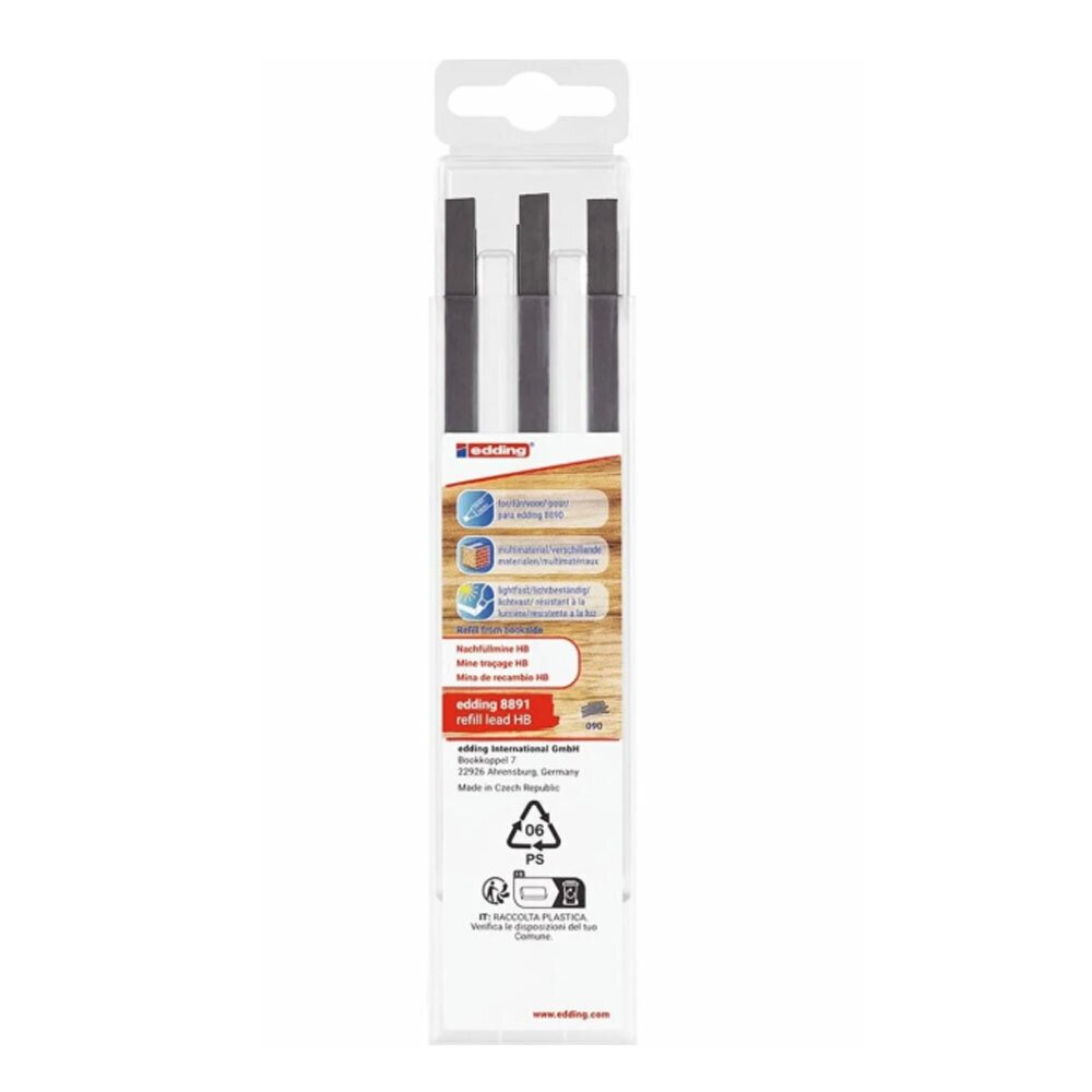 Edding 8891-K6HB Mekanik Marangoz Kalemi Yedek Uç HB 6Lı Set