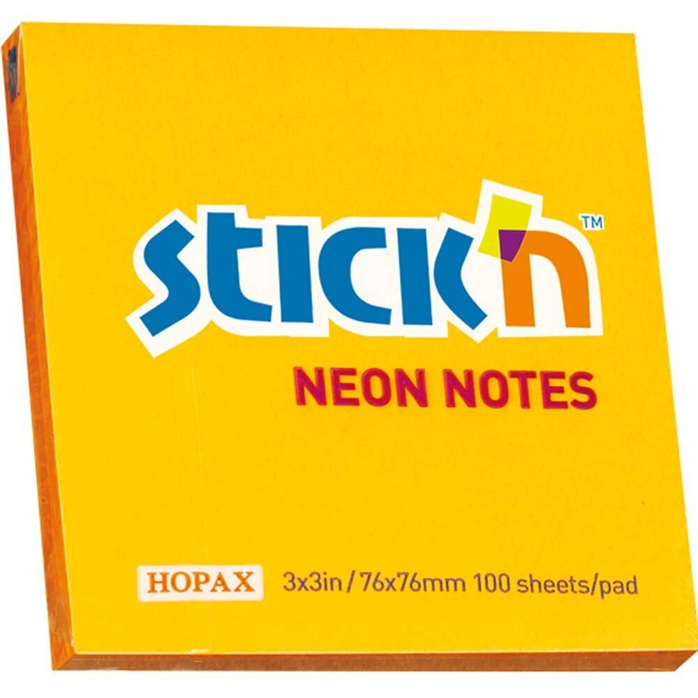 Hopax Stıckn Yapışkanlı Not Kağıdı 100 YP 76x76 Fosforlu Turuncu HE21164