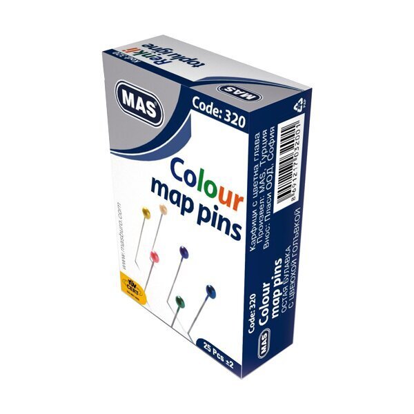 Mas Toplu İğne Renkli Başlı 32 MM 320