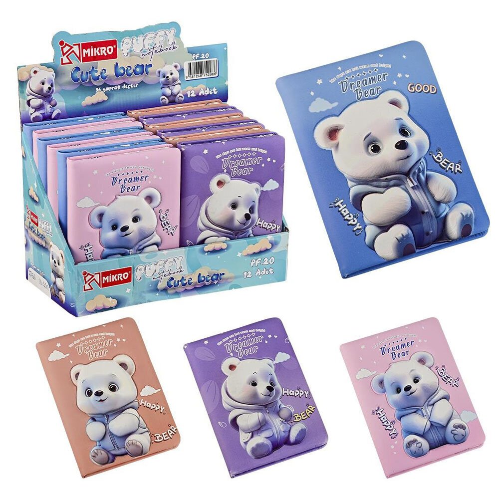 Mikro Not Defteri Puffy Cute Bear Gırl Pf-20