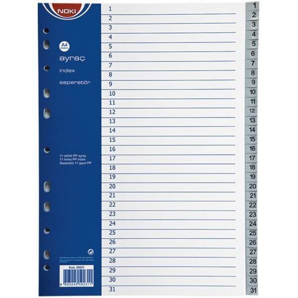 Noki Seperatör 1-31 Rakamlı Plastik A4 59231