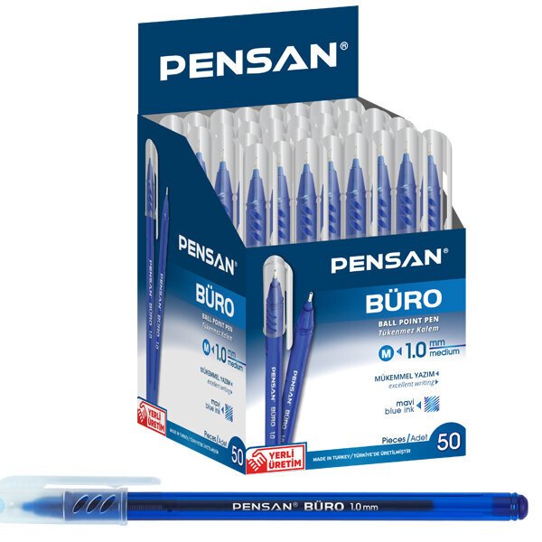 Pensan Tükenmez Kalem Büro 1 MM Mavi 50 Li 2270