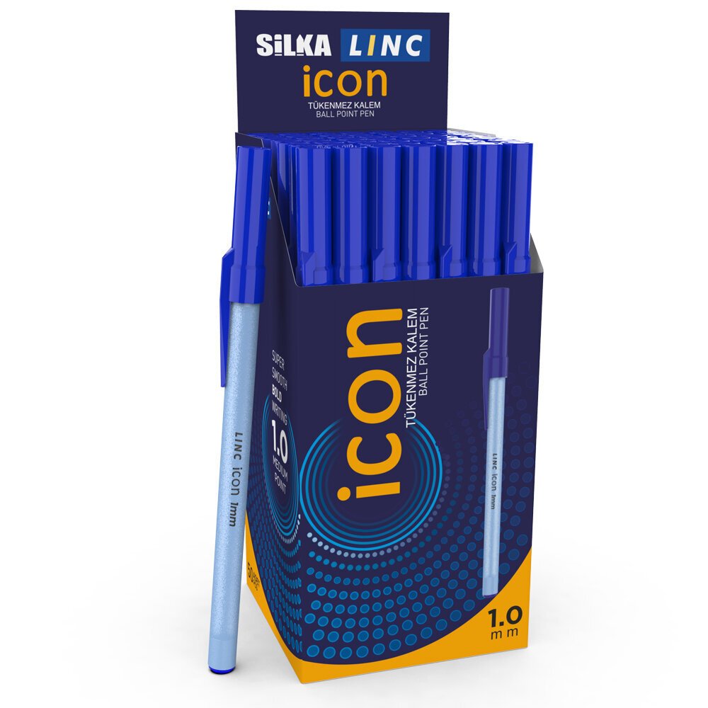 Silka Lınc Icon Tükenmez Kalem 1 MM Mavi 50 Li