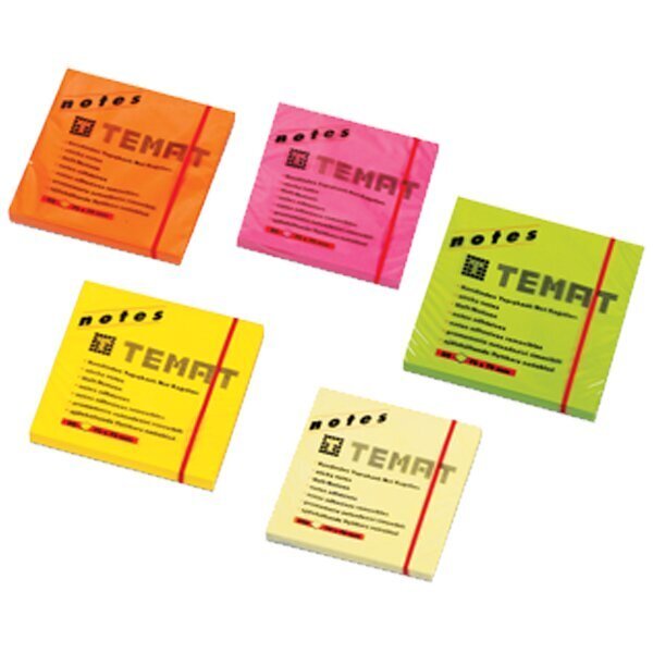 Temat Yapışkanlı Not Kağıdı 75x75 MM Fosforlu Sarı 11515