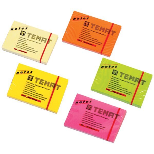 Temat Yapışkanlı Not Kağıt 50x75 MM Fosforlu Pembe 11609