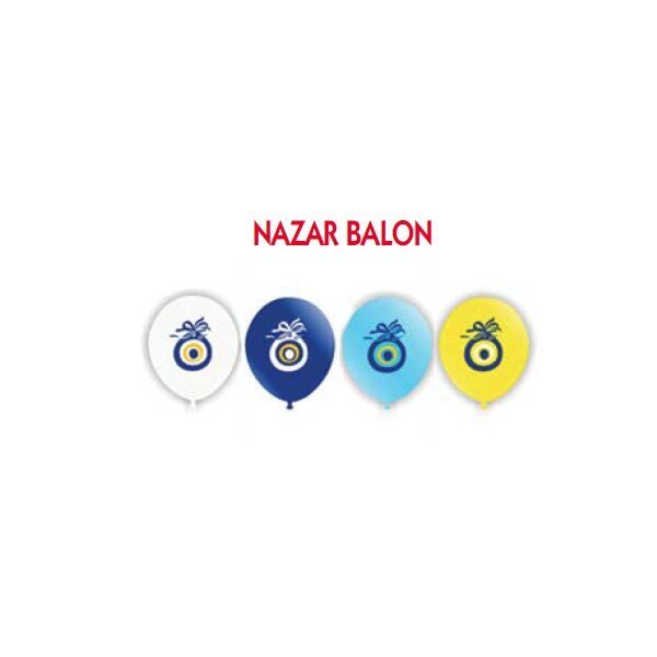 Vatan Balon Nazar Boncuğu Baskılı Beyaz 100 Lü VT911